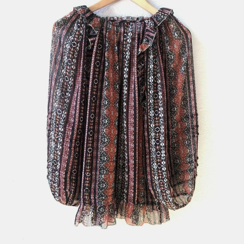 Lucky Brand Lucky Brand Chiffon Printed Peasant Top Size Small - Picture 7 of 8
